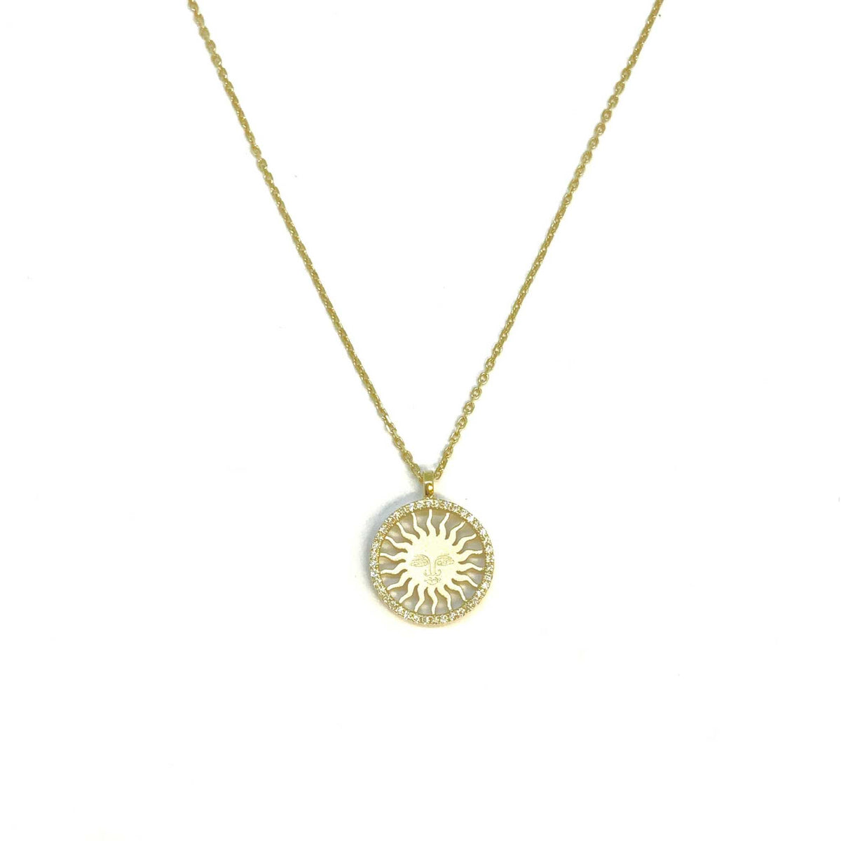 Lesunja St. Moritz Sun Necklace Small Yellow Gold Diamonds, detail view, Lesunja atelier Zurich