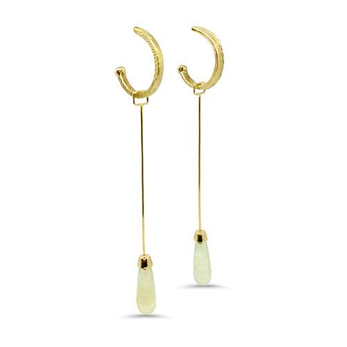 Lesunja Yellow Gold Sepia Creoles Prasiolith, handmade fine jewellery from Switzerland