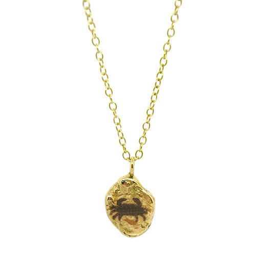 Lesunja Zodiac Cancer Silver Necklace Yellow Gold Nugget Moonstone