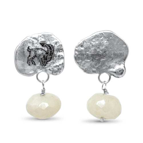 Lesunja Zodiac Capricorn Gold Stud Earrings, handmade fine jewellery from Switzerland