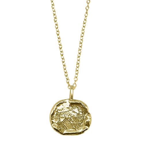 Lesunja Zodiac Collection Steinbock Silber Halskette Gelbgold Nugget Mondstein