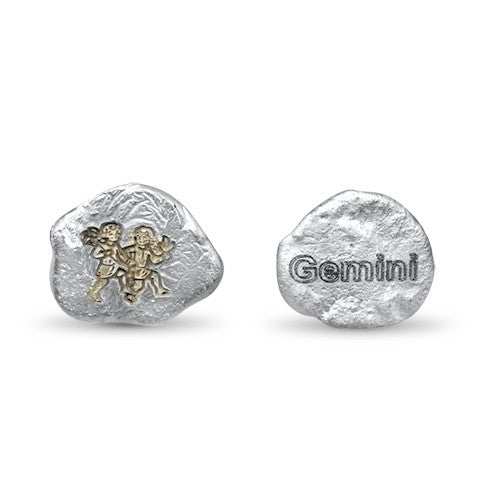 Lesunja Zodiac Gemini Silver Earrings, handmade fine jewellery from Switzerland