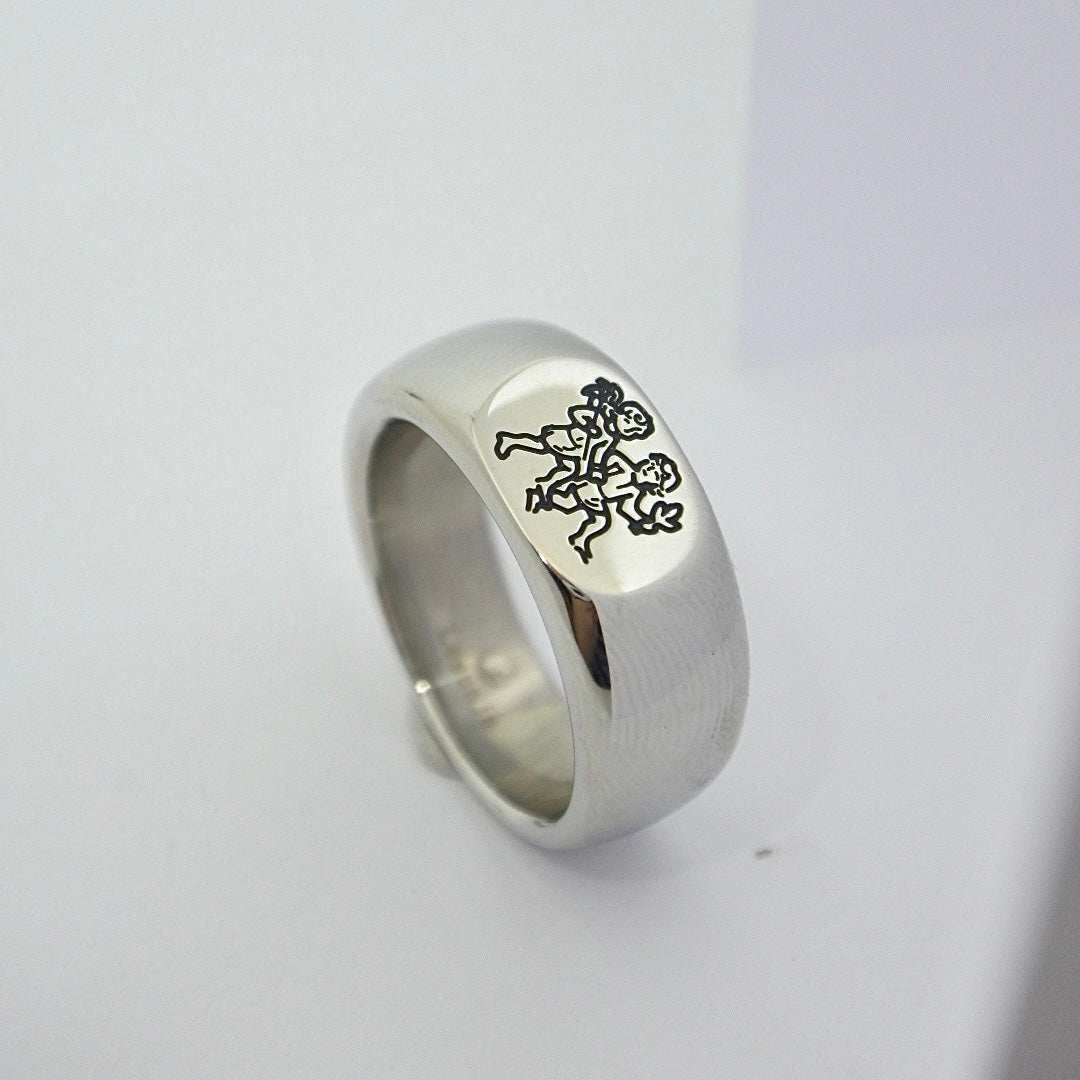 Lesunja Zodiac Gemini Steel Ring, detail view, Lesunja atelier Zurich