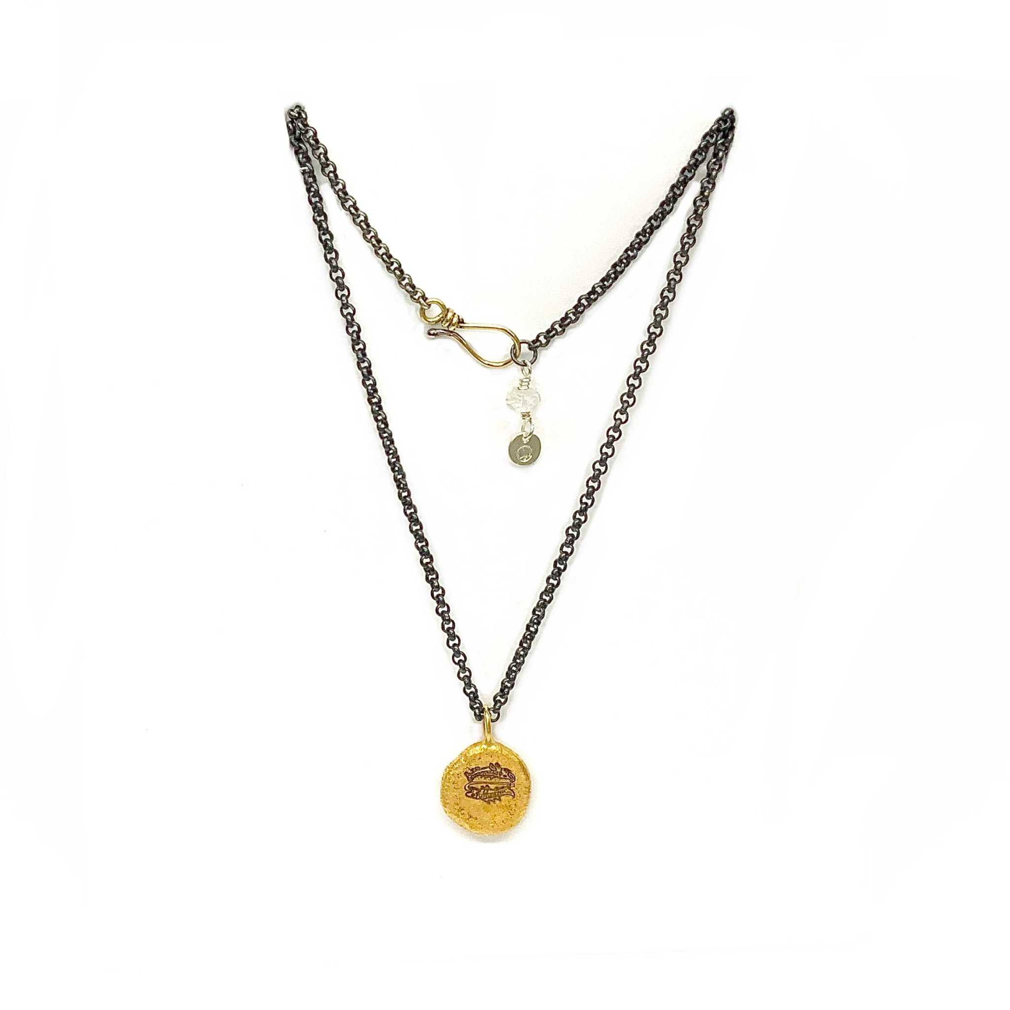 Lesunja Zodiac Pisces Silver Necklace Yellow Gold Nugget Moonstone