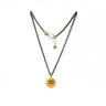 Lesunja Zodiac Pisces Silver Necklace Yellow Gold Nugget Moonstone, handmade fine jewellery from Switzerland