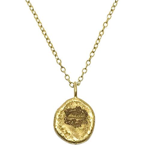 Lesunja Zodiac Pisces Silver Necklace Yellow Gold Nugget Moonstone, detail view, Lesunja atelier Zurich
