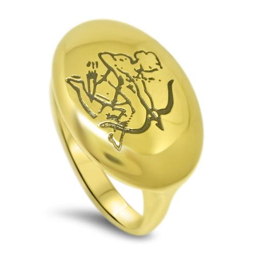 Lesunja Zodiac Sagittarius Steel Yellow Gold Plated Ring, handmade fine jewellery from Switzerland