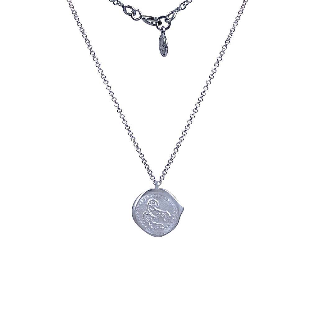 Lesunja Zodiac Scorpio Silver Anchor Chain Necklace, handmade fine jewellery from Switzerland