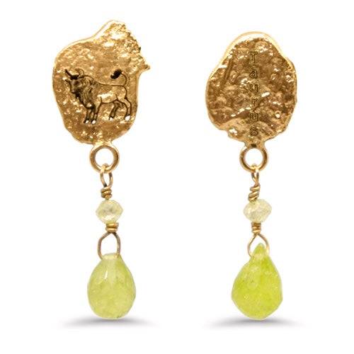 Lesunja Zodiac Taurus Gold Stud Earrings, handmade fine jewellery from Switzerland
