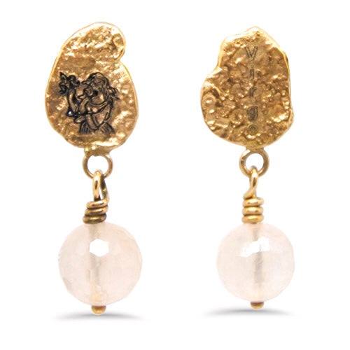 Lesunja Zodiac Virgo Gold Stud Earrings, handmade fine jewellery from Switzerland