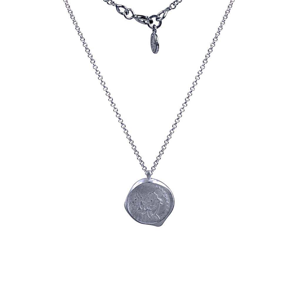 Lesunja Zodiac Virgo Matt Silver Anchor Chain Necklace, handmade fine jewellery from Switzerland