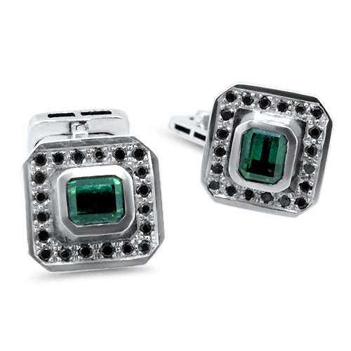 white gold black diamond cufflinks