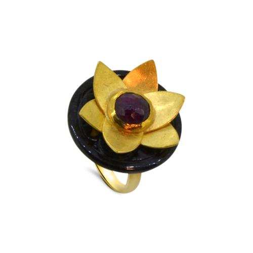 Lesunja Lotus Iris Ring, handmade fine jewellery from Switzerland