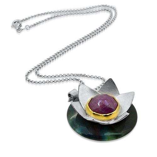 Lotus Iris Silver Pendant