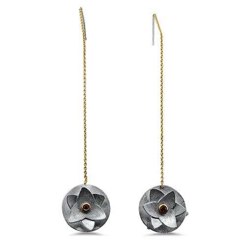 lotus silver earrings