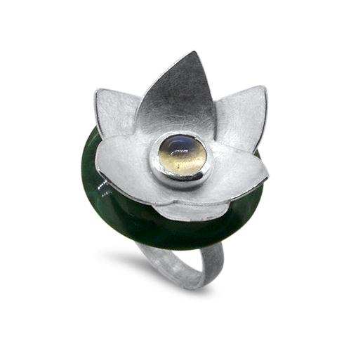 Lesunja Lotus Flower Meadow Ring, handmade fine jewellery from Switzerland
