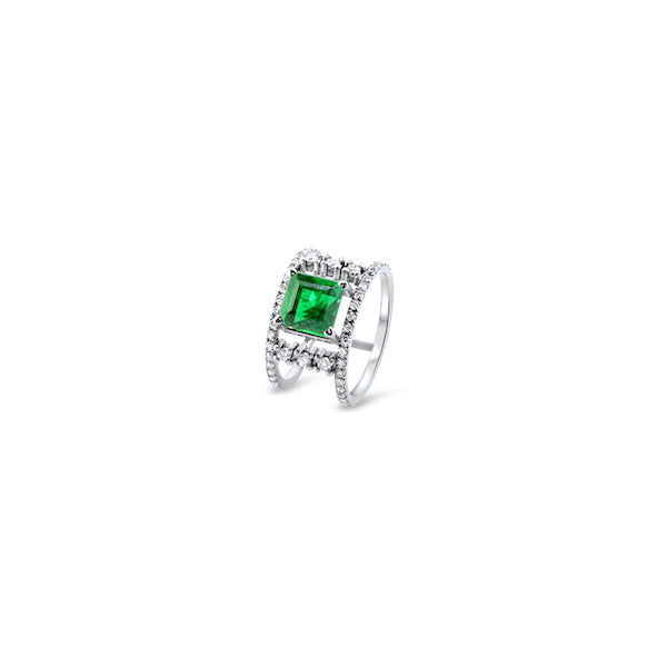 Lesunja Platinum Emerald Diamond Ring