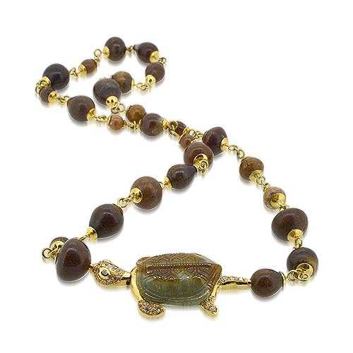 jade turtle diamonds brown snail pearls