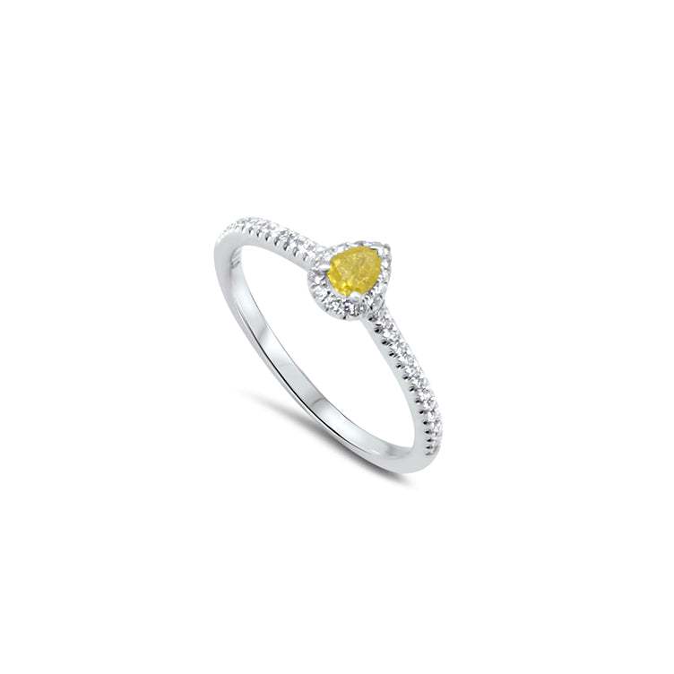 white gold and yellow diamond ring
