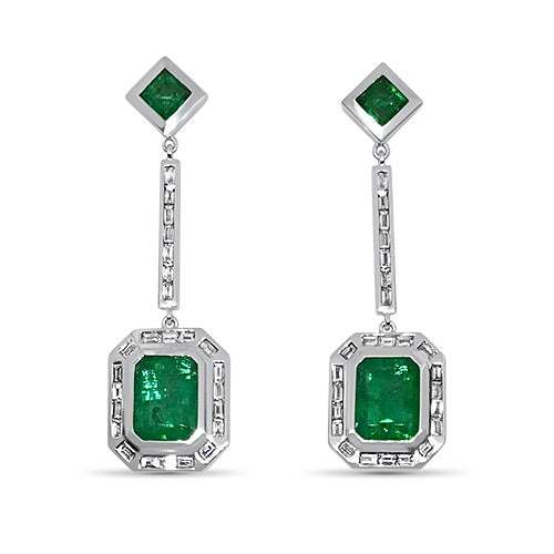 emerald platinum earrings