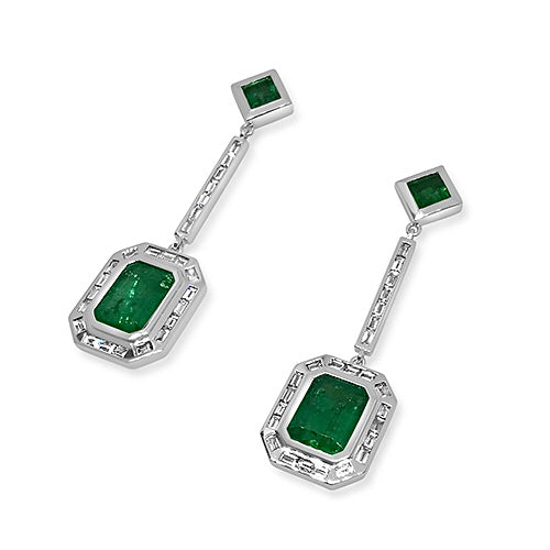 emerald platinum earrings price