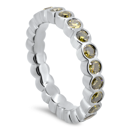 Lesunja White Gold Yellow-Green Diamond Eternity Ring, handmade fine jewellery from Switzerland