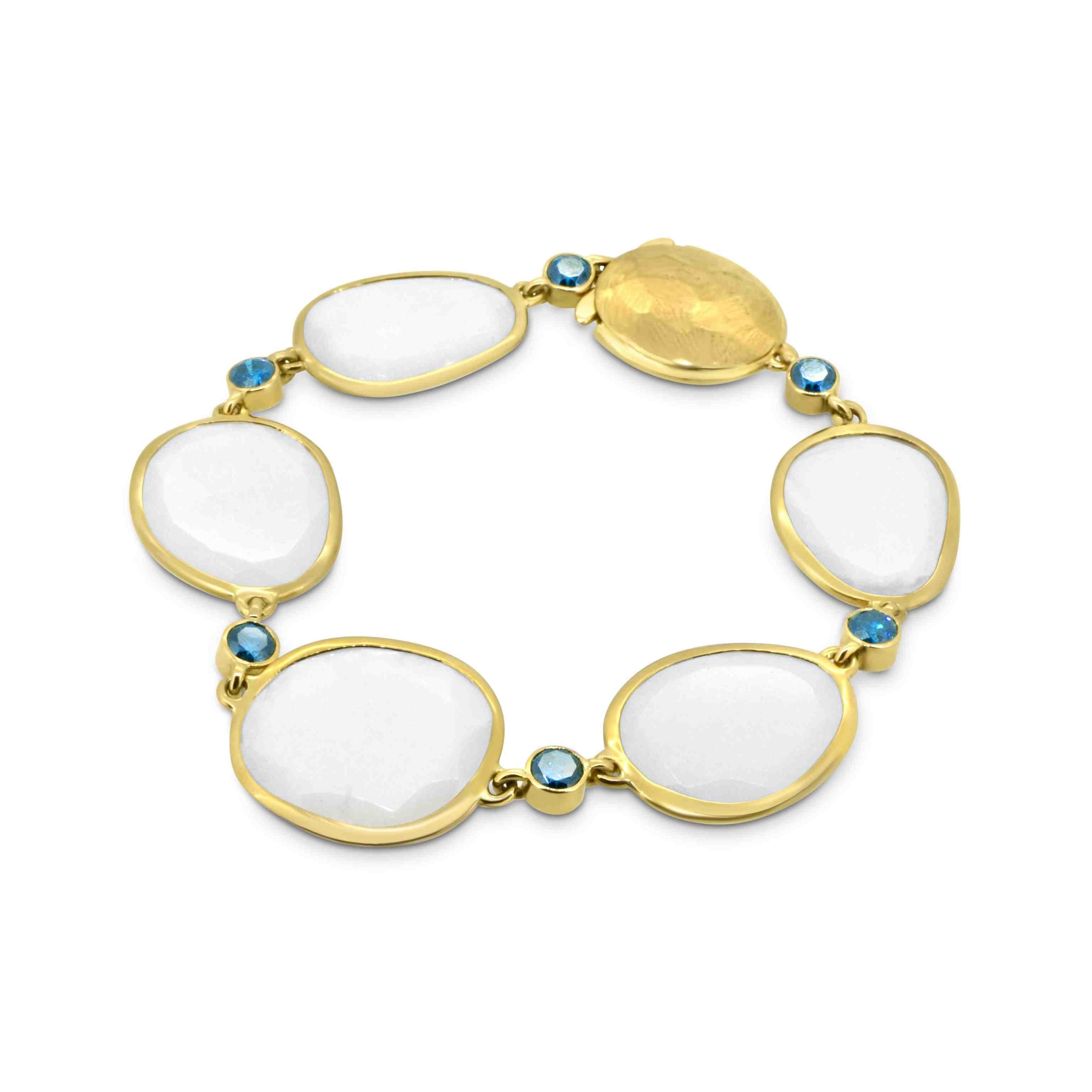 white moonstone blue diamond bracelet