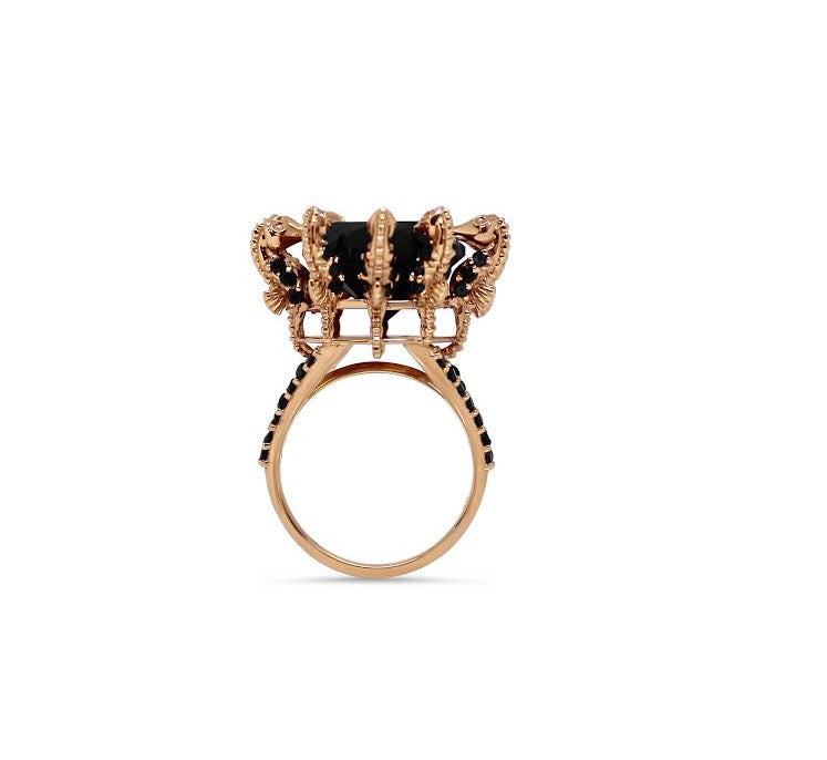 black diamond rose gold ring
