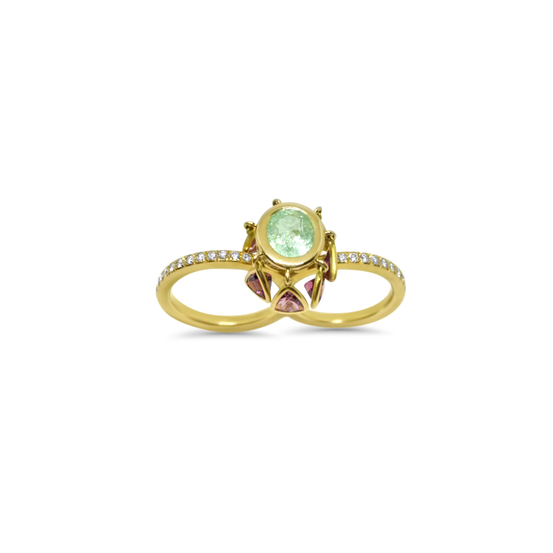 two finger yellow gold ring