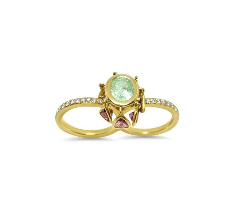 two finger gold ring