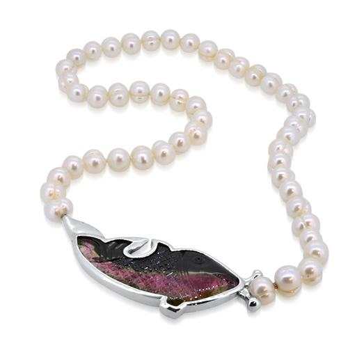 tourmaline pearl white gold necklace