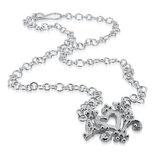 Lesunja Sepia Heart Silver Necklace