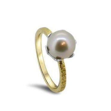 pearl yellow gold ring