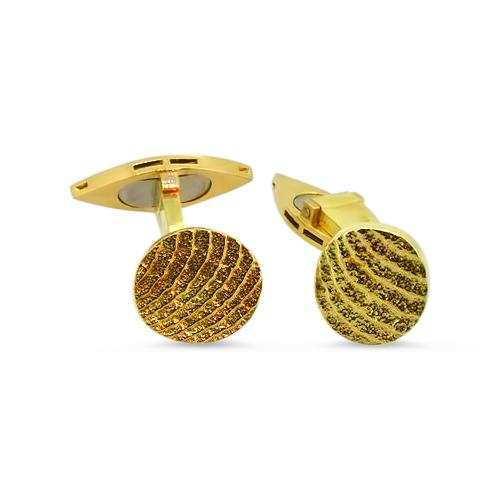 Cufflinks Yellow Gold Sepia Round