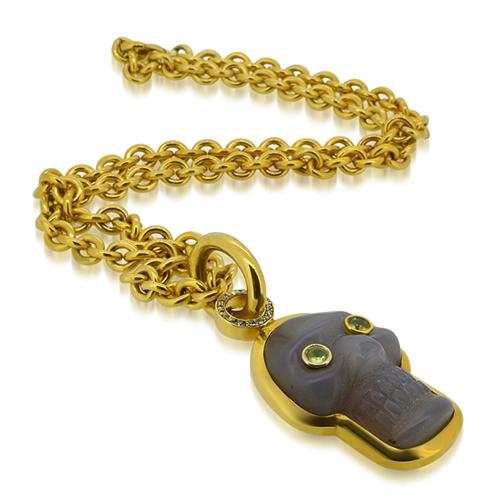 Lesunja Skull Gold Plated Necklace, handmade fine jewellery from Switzerland