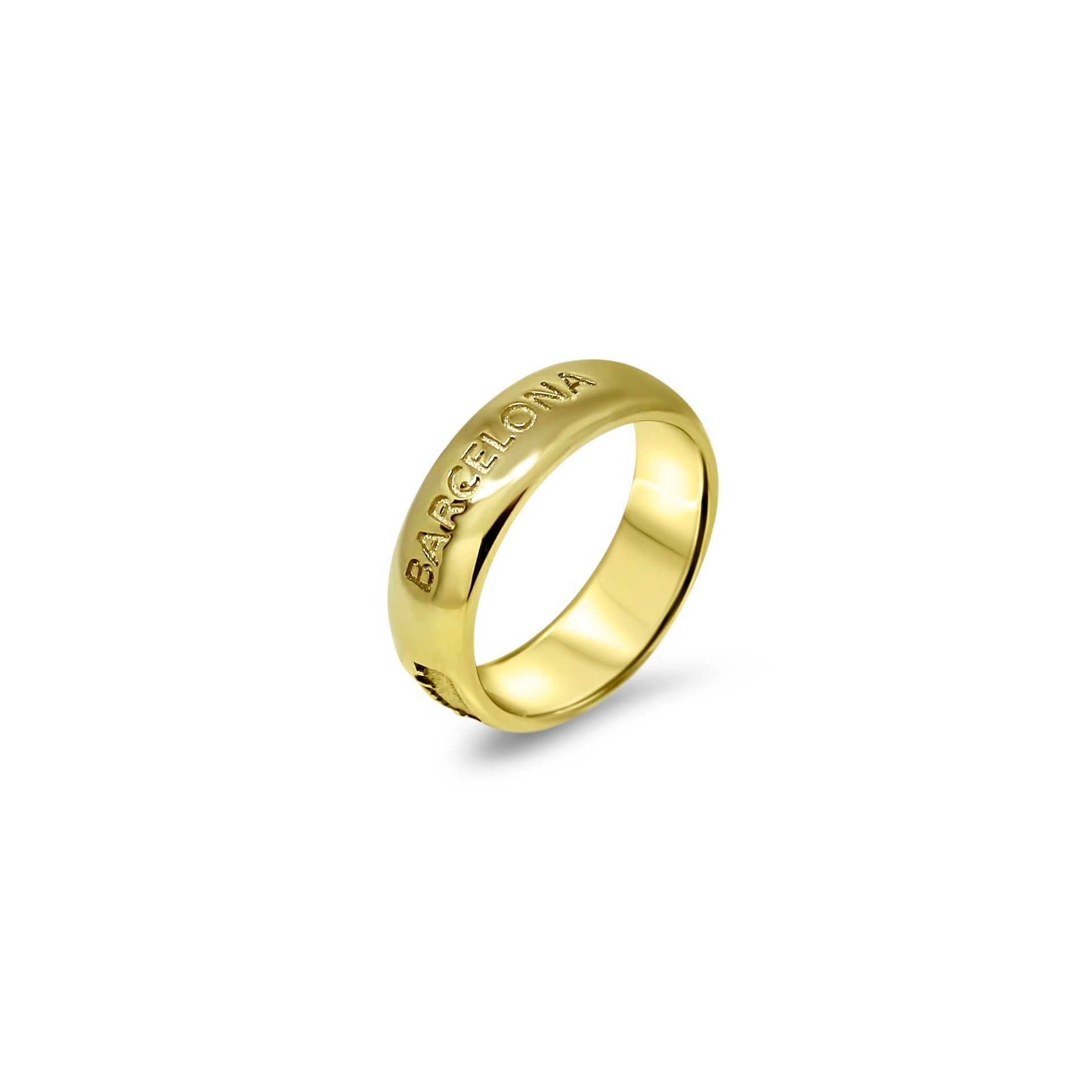 skyline barcelona gold plated ring
