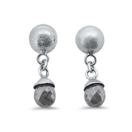 Lesunja Ear Studs Sepia White Gold Diamond Pample, handmade fine jewellery from Switzerland