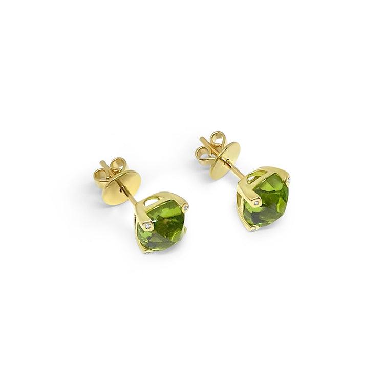 Lesunja La vie Ear Studs Yellow Gold Peridot, handmade fine jewellery from Switzerland