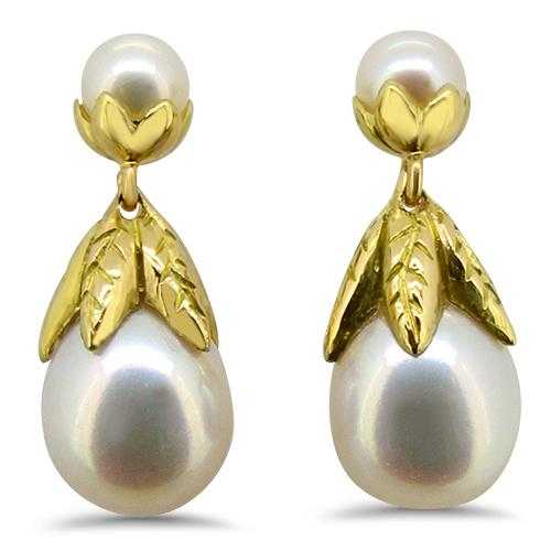 pearl ear studs gold