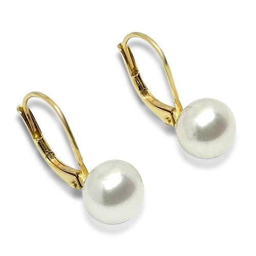 Lesunja Earring Yellow Gold Freshwater Pearls, handmade fine jewellery from Switzerland