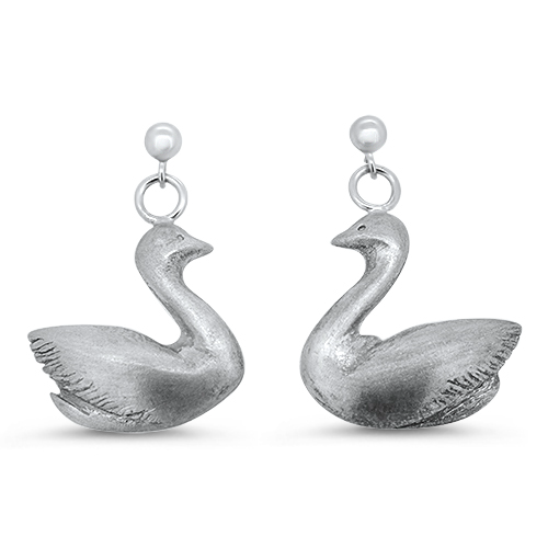 Lesunja Swan Lake Silver Studs, handmade fine jewellery from Switzerland