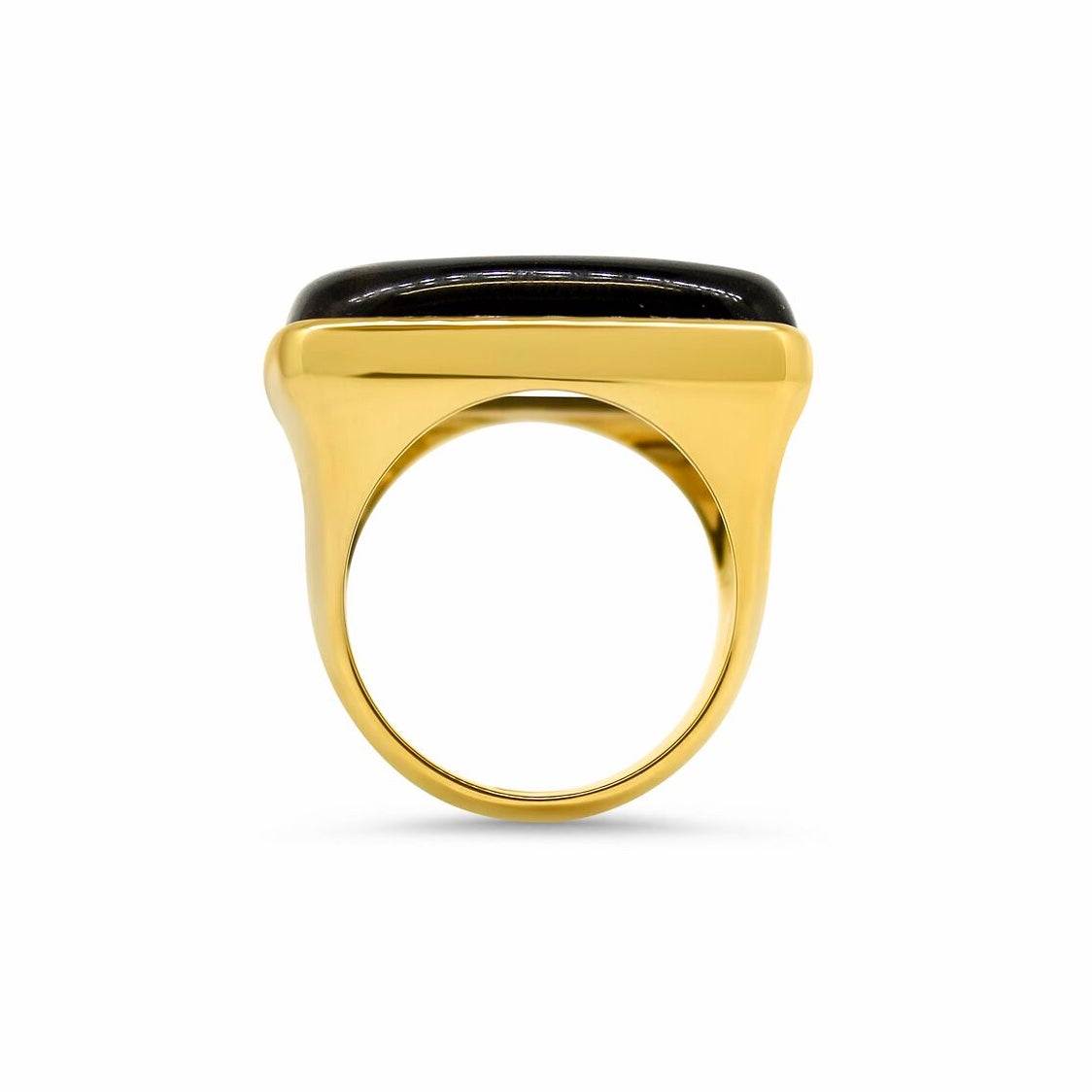 Lesunja Hawkeye Yellow Gold Signet Ring, handmade fine jewellery from Switzerland