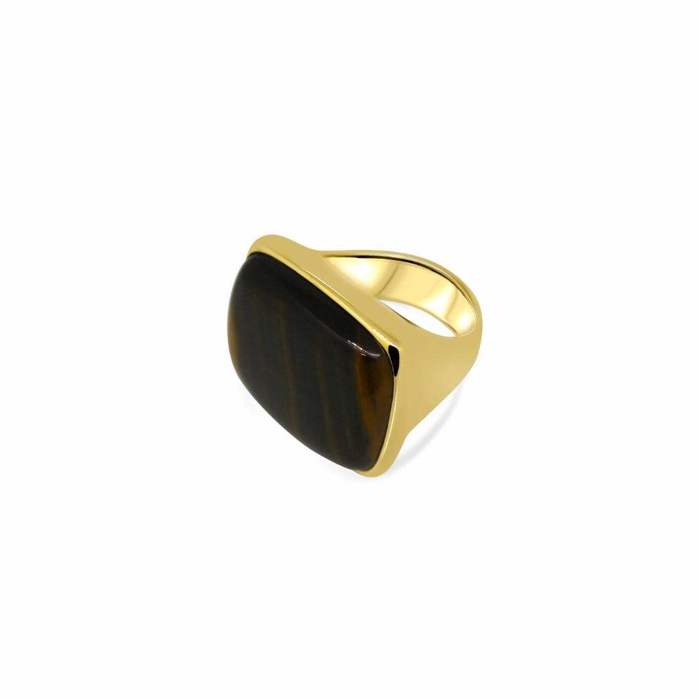 Lesunja Hawkeye Yellow Gold Signet Ring, detail view, Lesunja atelier Zurich