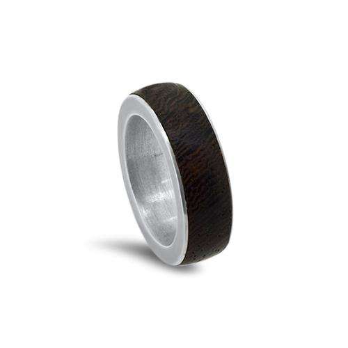 Lesunja Wooden Silver Ring, handmade fine jewellery from Switzerland