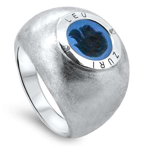 Lesunja Züri Leu Silver Ring Blue Agate, detail view, Lesunja atelier Zurich