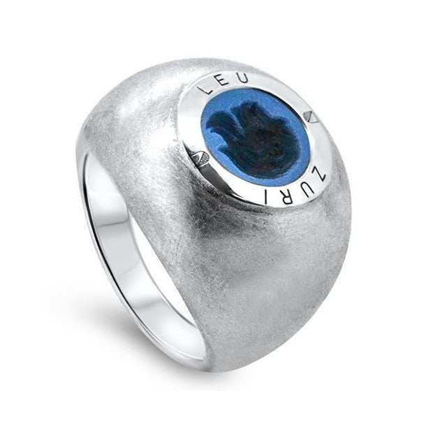 Lesunja Züri Leu Silver Ring Blue Agate, handmade fine jewellery from Switzerland