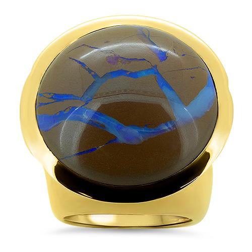 Lesunja Blue Brown Opal Gold Ring