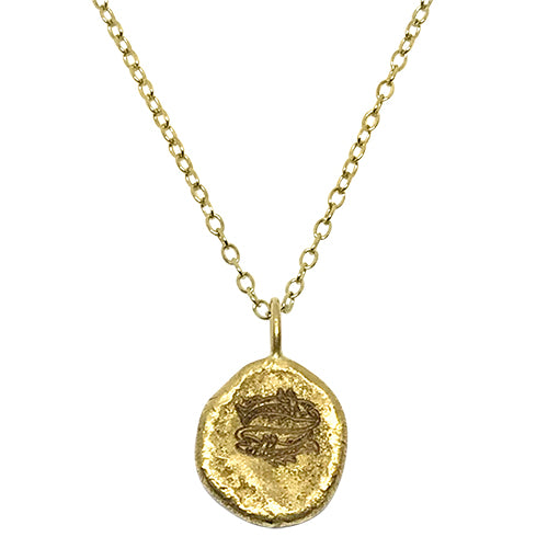 Lesunja Zodiac Pisces Silver Necklace Yellow Gold Nugget Moonstone