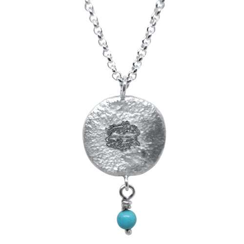 Lesunja Zodiac Pisces Silver Necklace Turquoise, detail view, Lesunja atelier Zurich