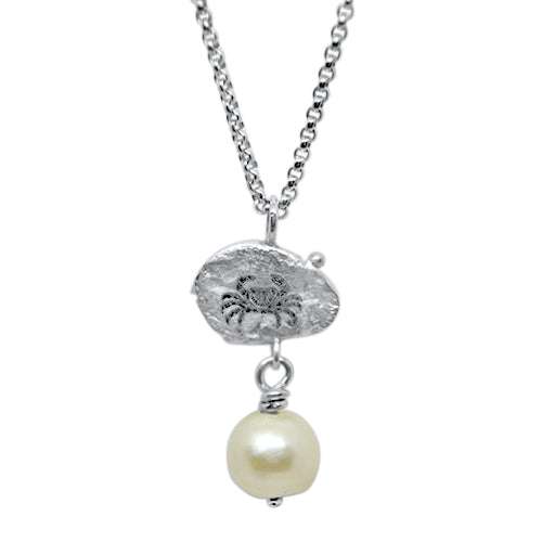 Lesunja Zodiac Cancer Silver Necklace Freshwater Pearl, handmade fine jewellery from Switzerland